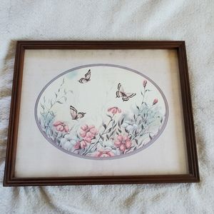 Home Interors (Homco) Vtg 1979 Butterflies and Flowers Picture
